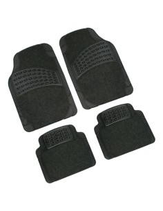 Set 4 pezzi tappetini tappeti universali auto moquette e gomma colore nero