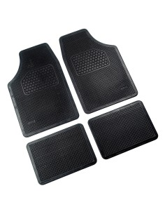 Set 4 pezzi tappetini tappeti universali ecologici auto in gomma nera 72x46