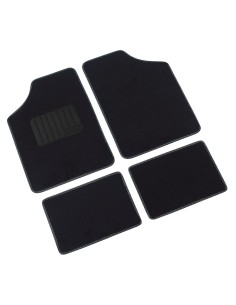 Kit 4 pezzi tappetini tappeti auto con moquette battitacco Colore nero 