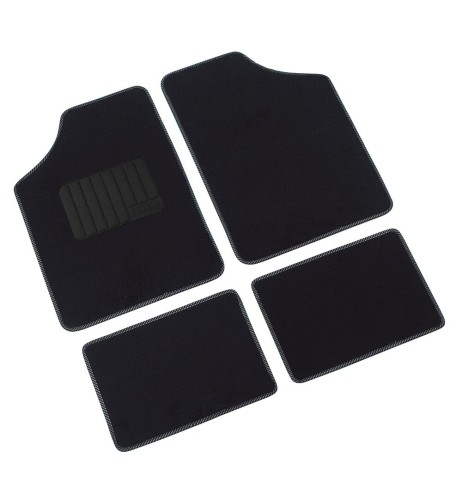 Kit 4 pezzi tappetini tappeti auto con moquette battitacco Colore nero 