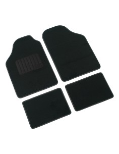 Kit 4 pezzi tappetini tappeti auto con moquette battitacco Colore nero 