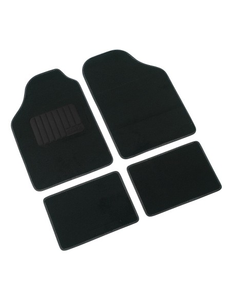 Kit 4 pezzi tappetini tappeti auto con moquette battitacco Colore nero 