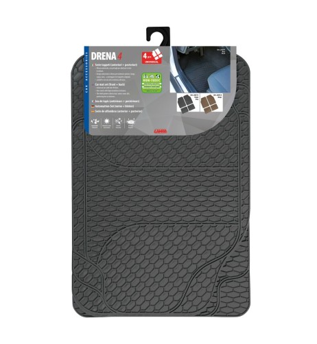 Set 4 tappetini tappeti auto in PVC lavabili grigio