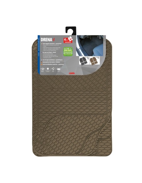 Set 4 tappetini tappeti auto in PVC lavabili beige