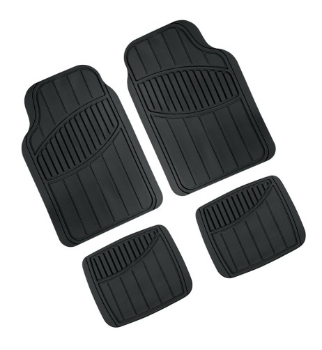 Set 4 pezzi tappetini universali auto in PVC nero