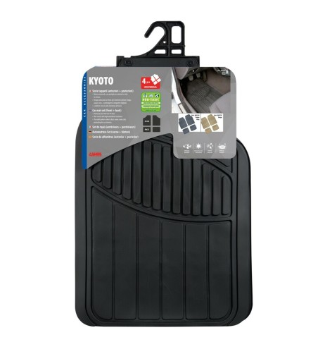 Set 4 pezzi tappetini universali auto in PVC nero