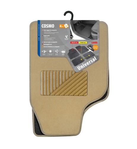 Set 4 pezzi tappetini universali auto in moquette Beige