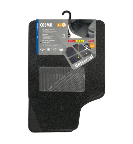 Set 4 pezzi tappetini universali auto in moquette Antracite