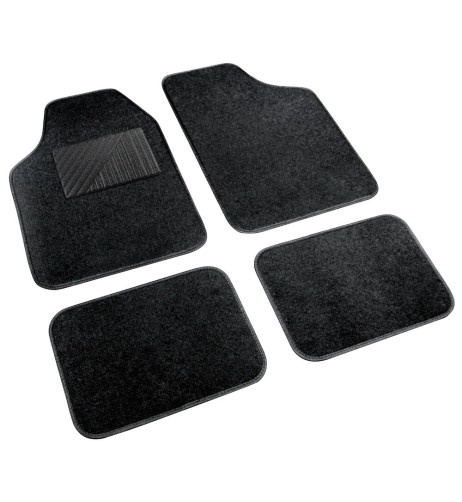 Set 4 pezzi tappetini universali auto in moquette Nero