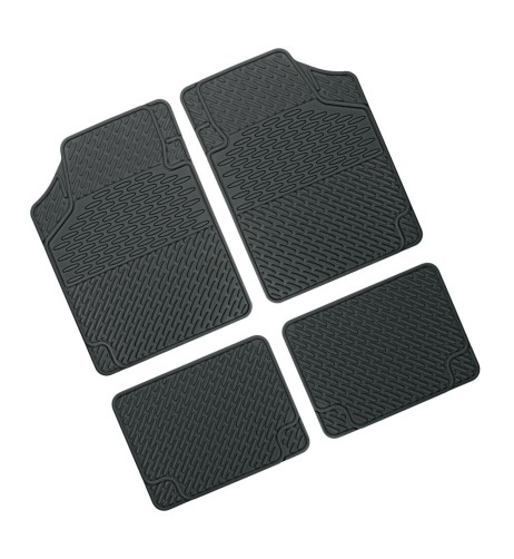 Set 4 pezzi tappeti universali auto tagliabili in PVC nero
