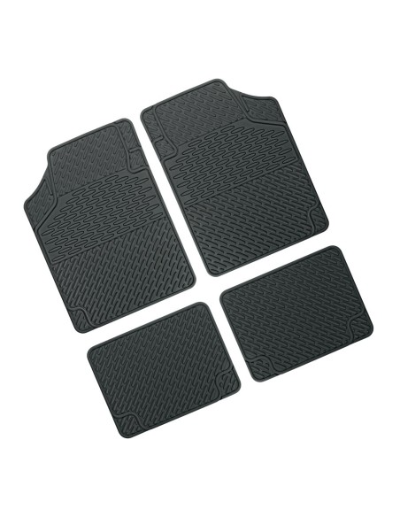 Set 4 pezzi tappeti universali auto tagliabili in PVC nero