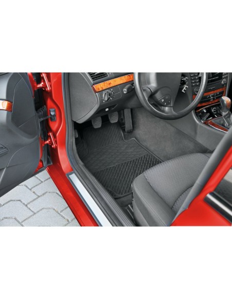 Set 4 pezzi tappeti universali auto tagliabili in PVC nero