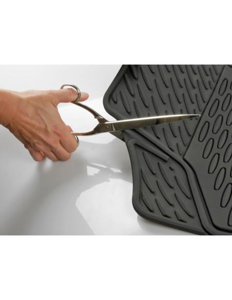 Set 4 pezzi tappeti universali auto tagliabili in PVC nero