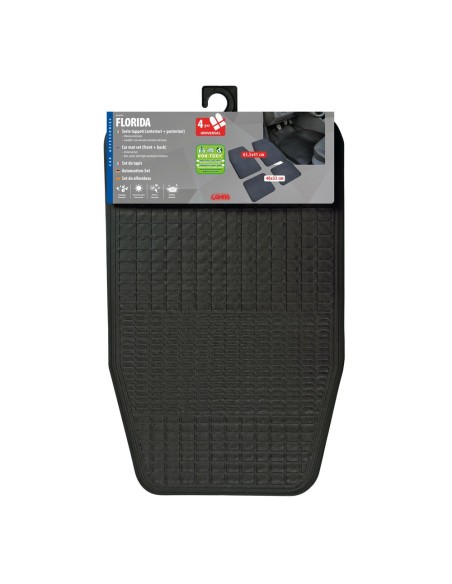 Set 4 pezzi tappeti universali auto Florida in PVC nero