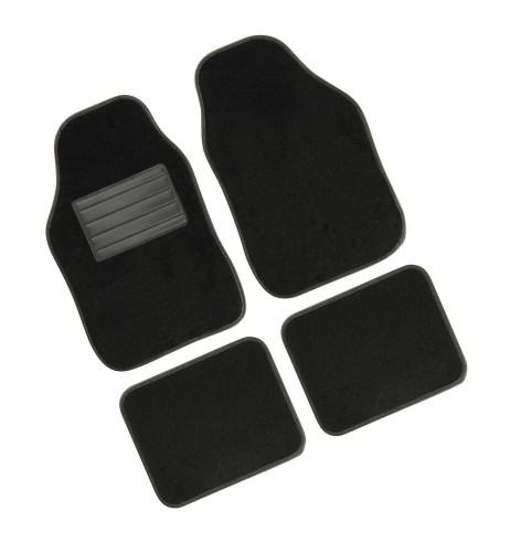 Set 4 pezzi tappetini tappeti universali auto moquette Basic nero