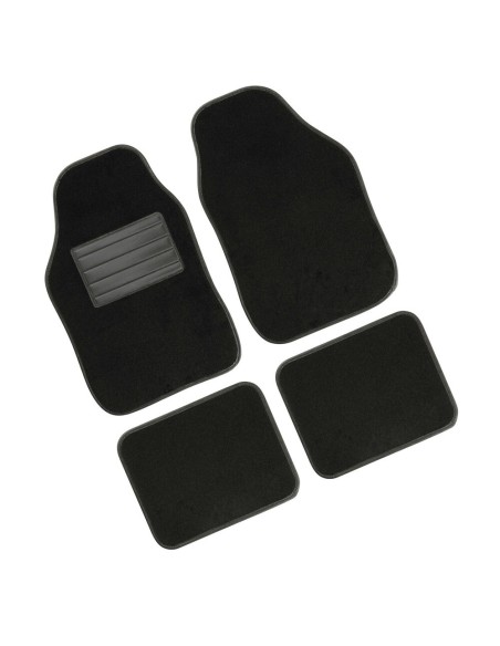Set 4 pezzi tappetini tappeti universali auto moquette Basic nero