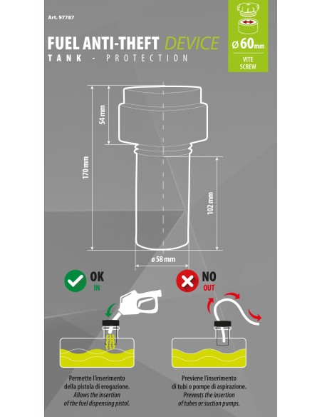 Antifurto camion serbatoio carburante attacco a vite 60mm