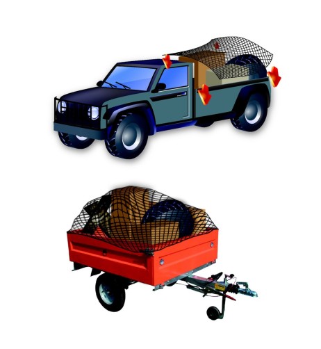 Rete elastica fermacarico 250x140cm per portapacchi camion furgoni rimorchi