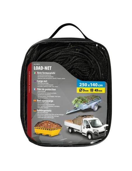 Rete elastica fermacarico 250x140cm per portapacchi camion furgoni rimorchi