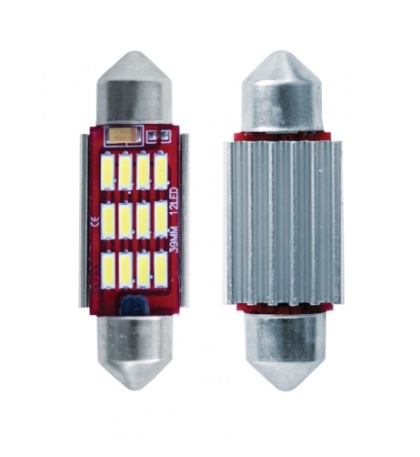 Kit 2 lampadine Led siluro 41mm a 12 microled bianco Canbus Simoni Racing