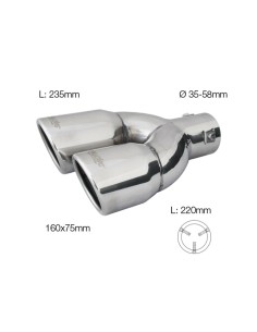 Terminale scarico universale inox tondo doppio inclinato 35 58mm right