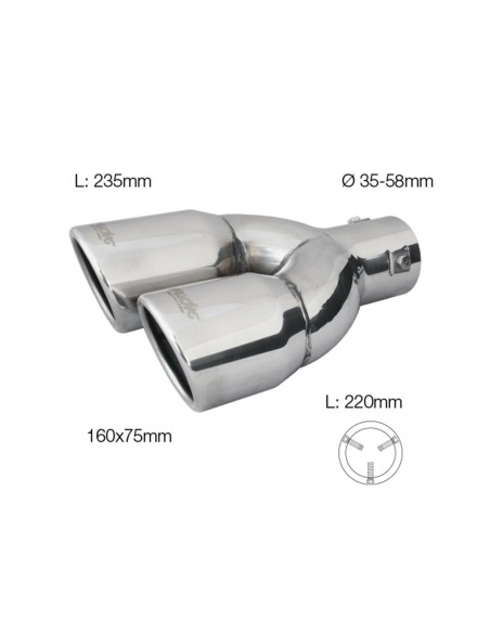 Terminale scarico universale inox tondo doppio inclinato 35 58mm right