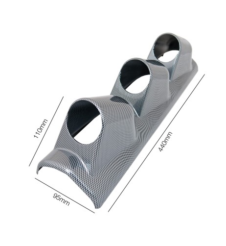 Porta strumenti 2 da cruscotto Simoni Racing 3 fori verticali carbon look