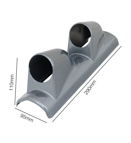 Porta strumenti 2 da cruscotto Simoni Racing 2 fori verticali carbon look