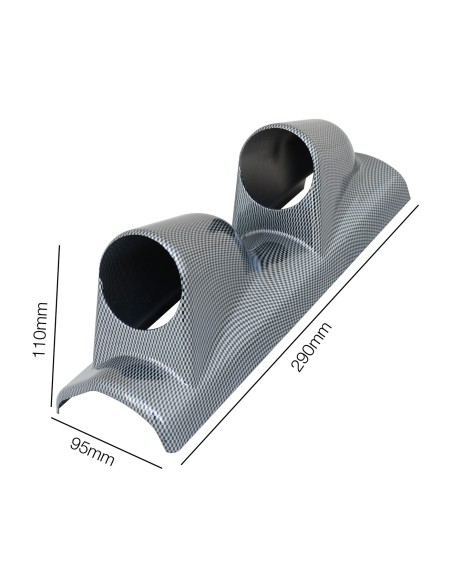 Porta strumenti 2 da cruscotto Simoni Racing 2 fori verticali carbon look