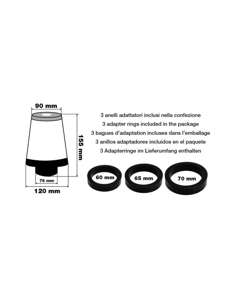 Filtro Aria auto Universale biconico con adattatori FSR UO