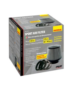 Filtro aria conico acciaio inox In Mould H120mm attacco 60 90 mm 2