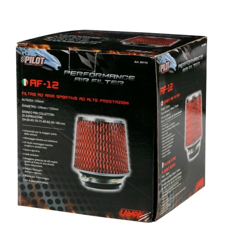 Filtro aria conico sportivo auto Altezza 160mm Base 155mm Attacco 60 101mm