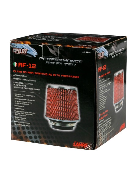 Filtro aria conico sportivo auto Altezza 160mm Base 155mm Attacco 60 101mm