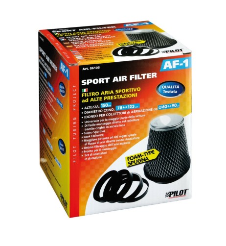 Filtro aria conico sportivo in spugna 60 90mm