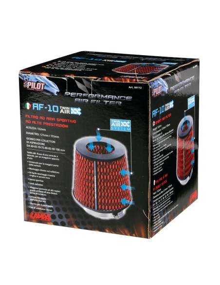 Filtro aria conico sportivo per auto Altezza 160mm Base 155mm Attacco 60 10