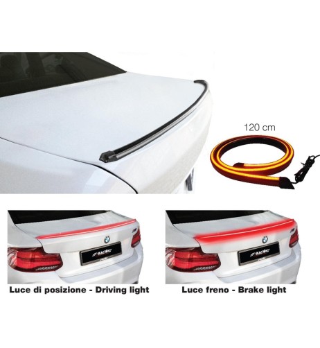 Spoiler adesivo nero da baule con led rosso 120cm