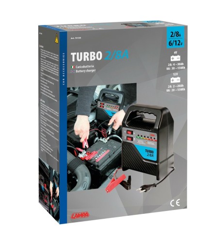 Caricabatteria Turbo auto moto 2 8A 6 12V