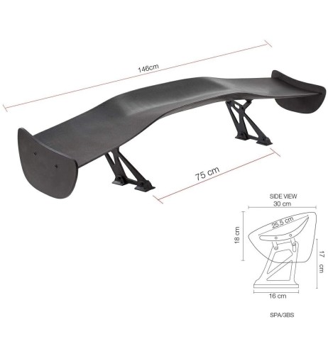 Alettone da baule spoiler ala singola Simoni Racing Zeus abs 146cm