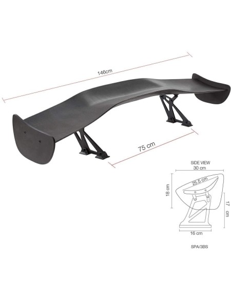 Alettone da baule spoiler ala singola Simoni Racing Zeus abs 146cm