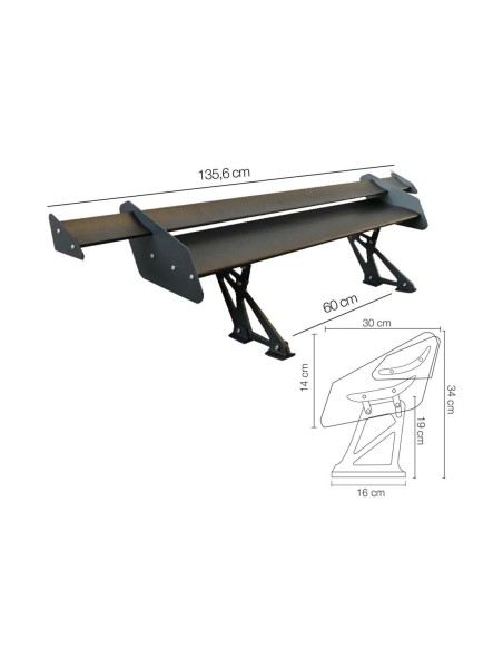 Alettone da baule spoiler ala doppia Simoni Racing Koros alluminio 135 6cm