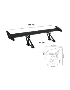 Alettone da baule spoiler ala singola Simoni Racing Eolo alluminio 135 6cm 2