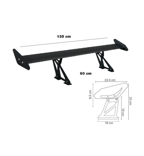 Alettone da baule spoiler ala singola Simoni Racing Eolo alluminio 135 6cm