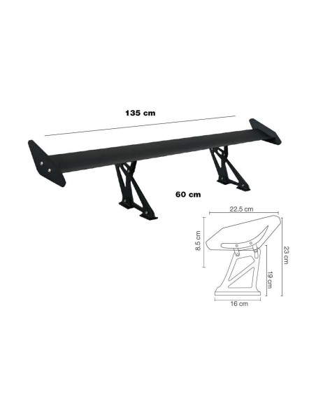 Alettone da baule spoiler ala singola Simoni Racing Eolo alluminio 135 6cm