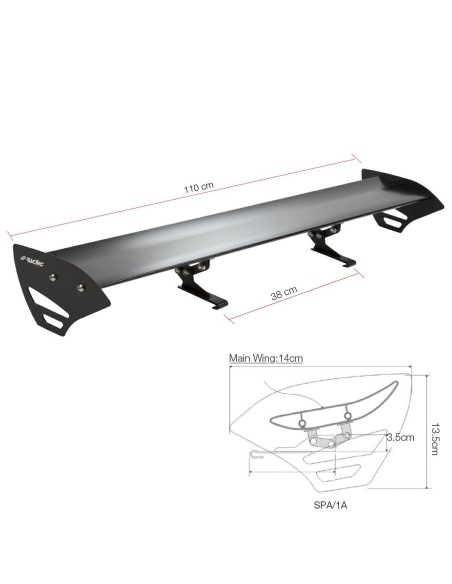 Alettone da tetto spoiler ala singola Simoni Racing Mistral alluminio 110cm