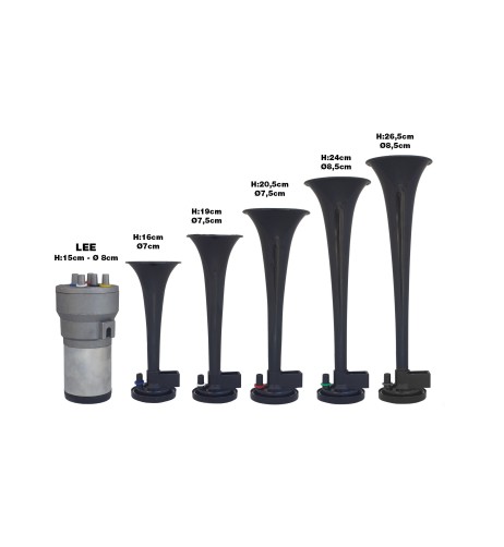 Tromba pneumatica 12V Generale Lee con 5 cornetti in ABS e compressore