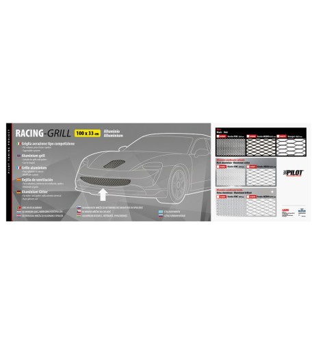 Griglia sportiva rete 100x33 maglia esagonale 8x25mm Alluminio nero