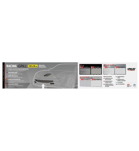 Griglia sportiva rete 120x20 maglia rombo 2x4mm Alluminio satinato