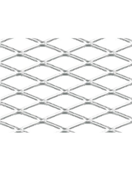 Griglia sportiva rete 120x20 maglia rombo 6x12mm Alluminio lucido