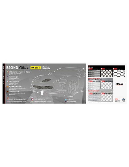 Griglia sportiva rete 100x33 maglia rombo 6x12mm Alluminio lucido