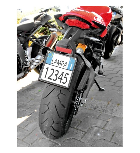 Cornice targa moto in acciaio Nero 185x185mm